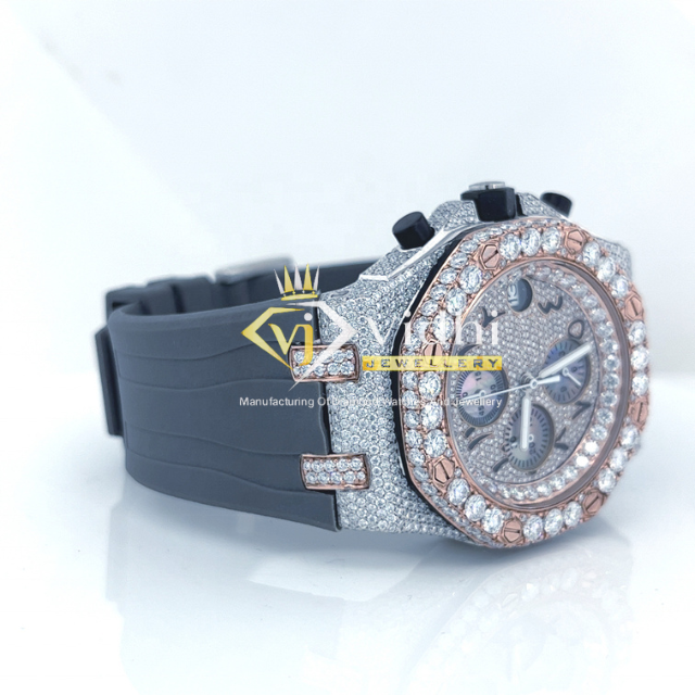 Vidhi Jewelry Big Face Full Custom Luxury Band Hip Hop Diamond VVS Moissanite Mechanical Automatic Sports Watches Unisex For Men