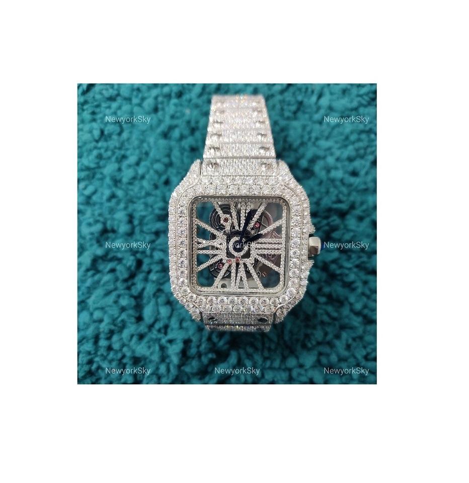 Custom Fine Jewelry Pass Diamond Tester Moissanite Wrist Watch Iced Out Unique Mechanical Antique Watches For Anniversary Gifts