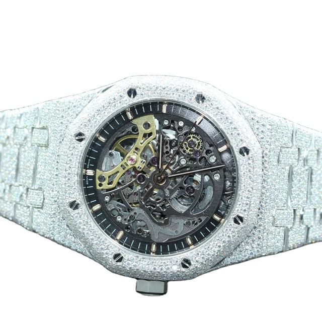 Exclusive Collection of Unique Design Timepiece Jewelry Automatic Iced Cut 30 Carat VVS Clarity Moissanite Diamond Hip Hop Watch