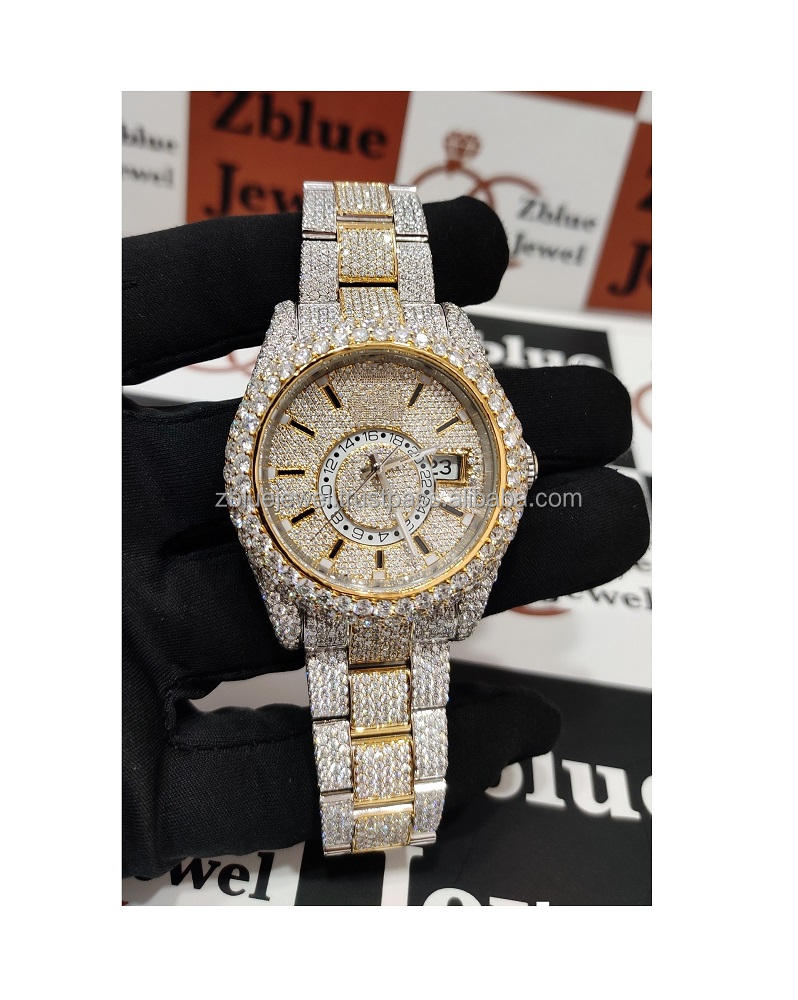 41MM New Brand Iced Out Watch Stainless Steel Sparkling Handmade Setting Bust Down VVS Moissanite Watches For Fashion Jewelry