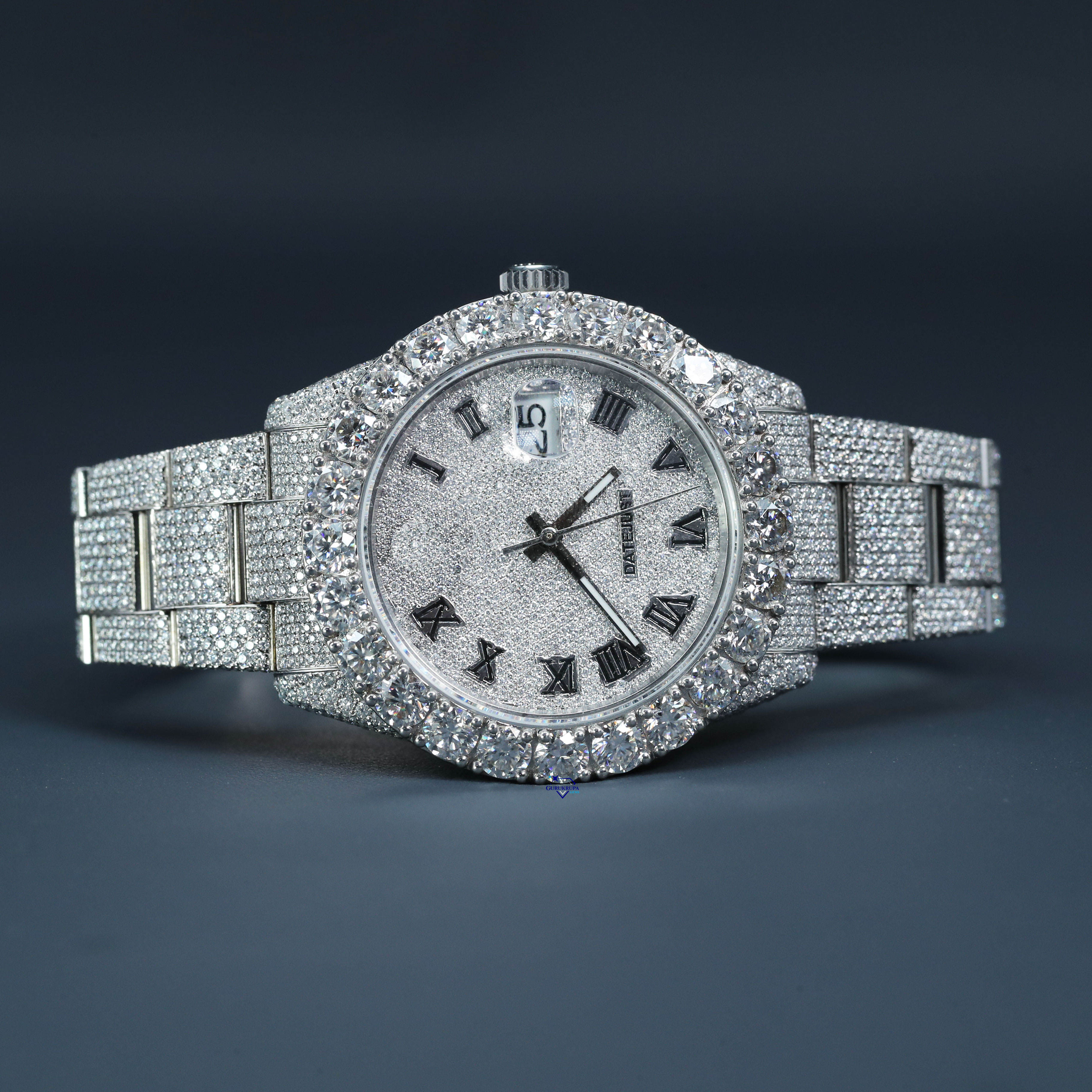 Most selling jewelry with fully iced out hip hop moissanite diamonds and customized stainless steel mens fashion wrist watch