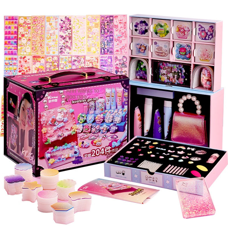 Cute Sticker Cream Gum Hair Clip Daughter Wants Gugu Puzhi DIY Handmade Flowing Sand Guka High end Gift Box Set Children's Toys