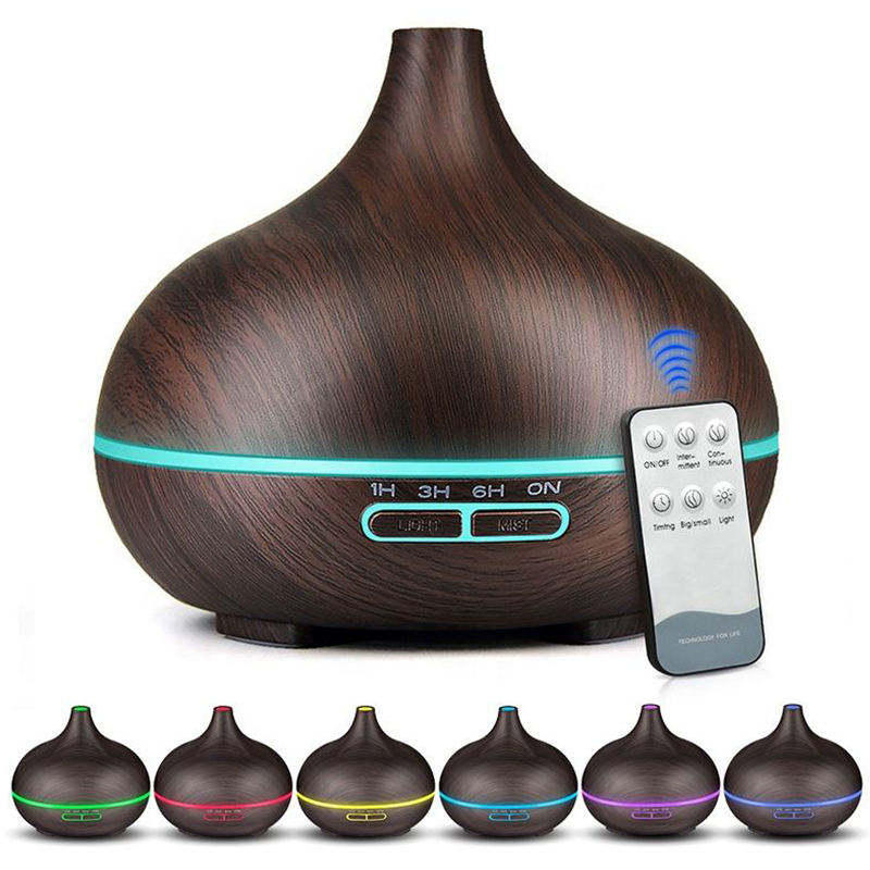 Household Smart Home Appliances Wooden Grain Ultrasonic Aroma Diffuser With Led Light Essential Oil Perfume Diffuser