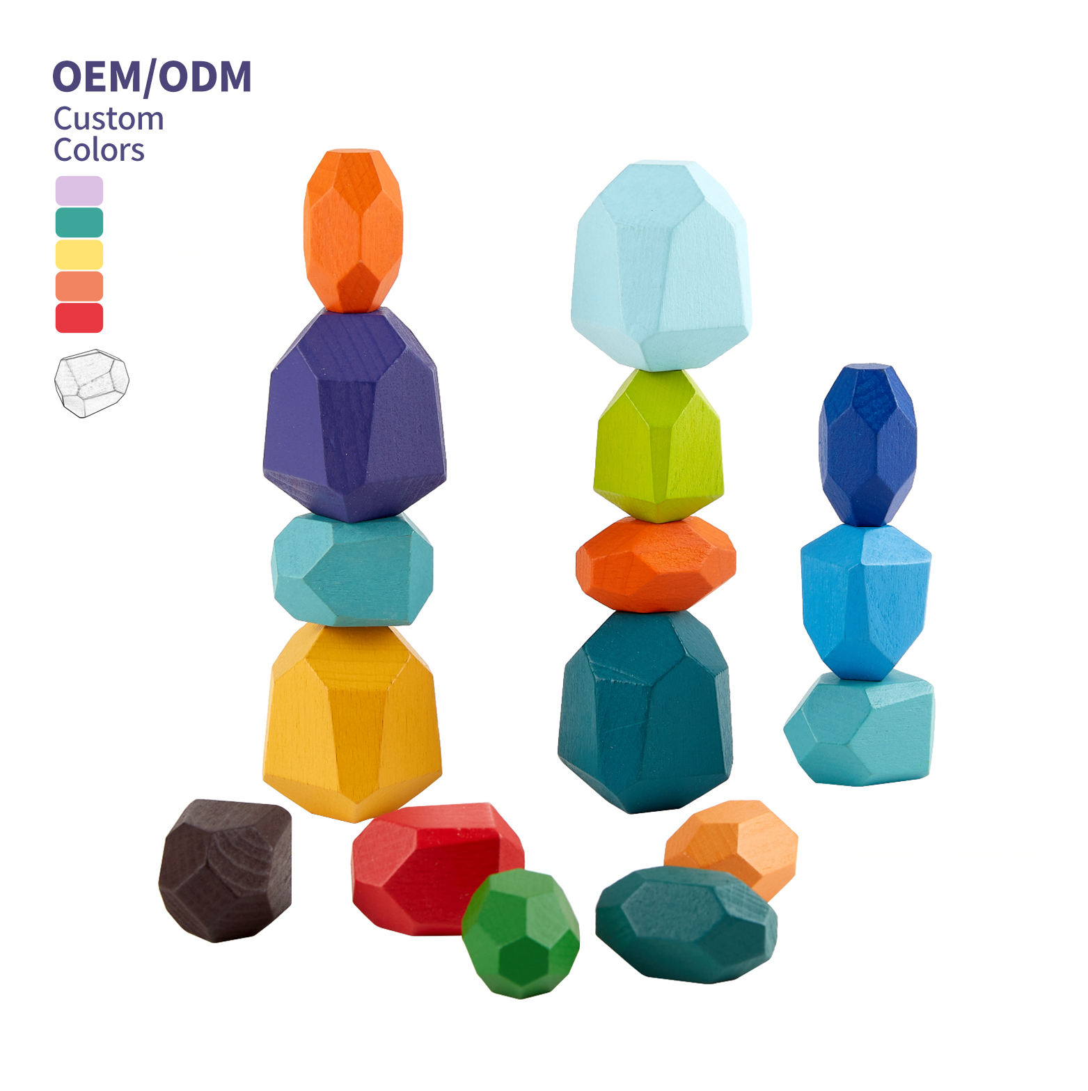 Educational juguetes Children Gift Rainbow Stone Set Creative Montessori Wooden Balancing Building Blocks Stacking Toys For Kids