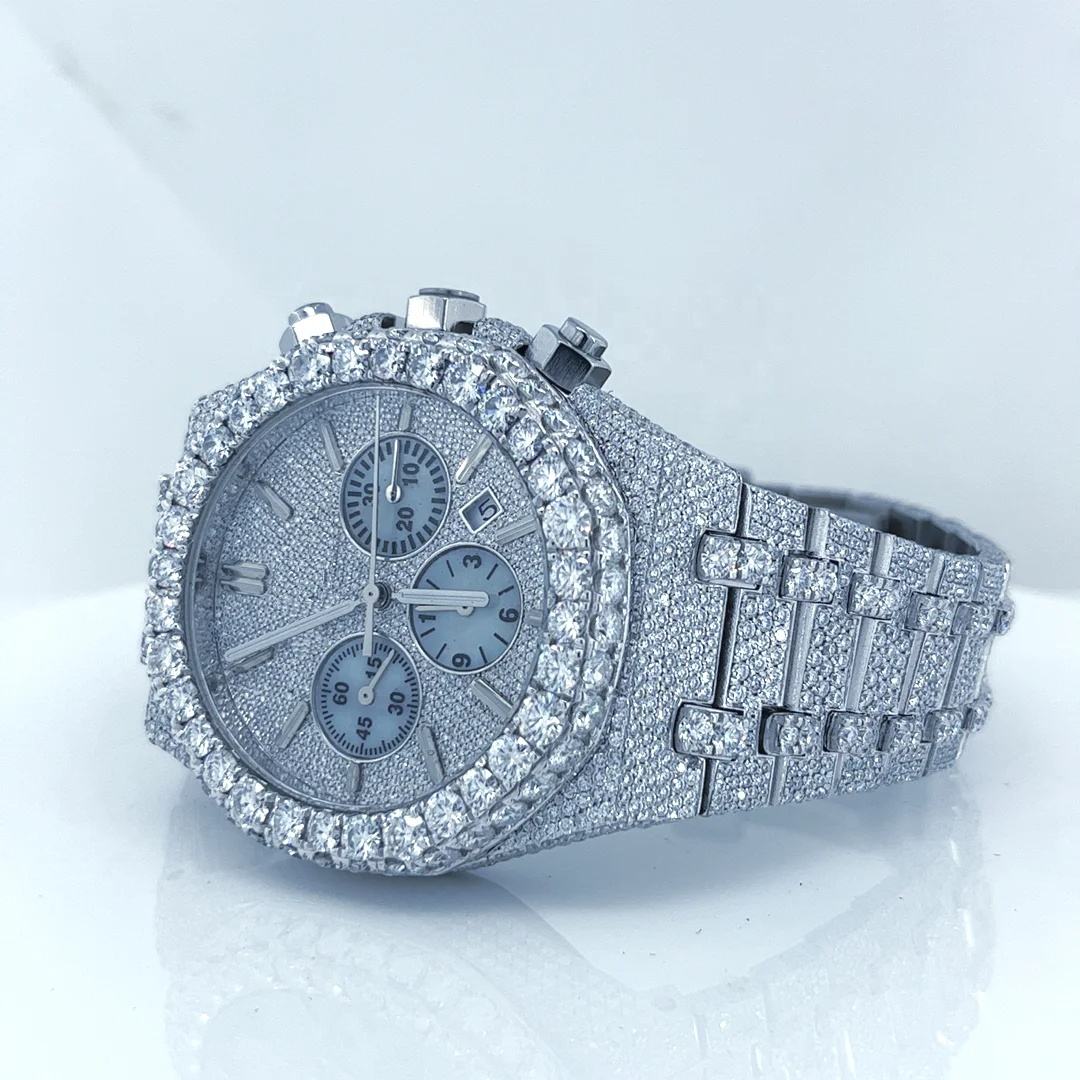 2023 Luxury Customized male female mechanical brand high quality luxury stainless steel fine jewelry lab grown diamond watch
