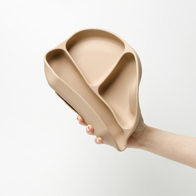 ES-Pro Hot Sale BPA Free Silicone Baby Feeding Sets Strong Suction Plate with Three Grids Kids Friendly Baby Products