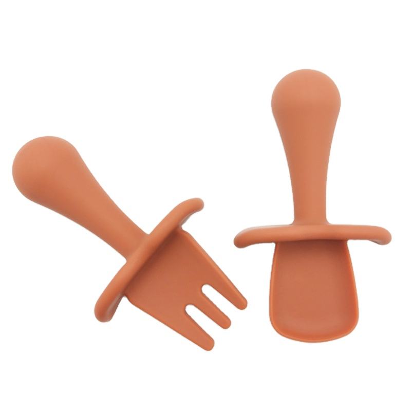 Mini Children's Forks Spoon Silicone Baby Spoon Fork Set For Training,Silicone Baby Product