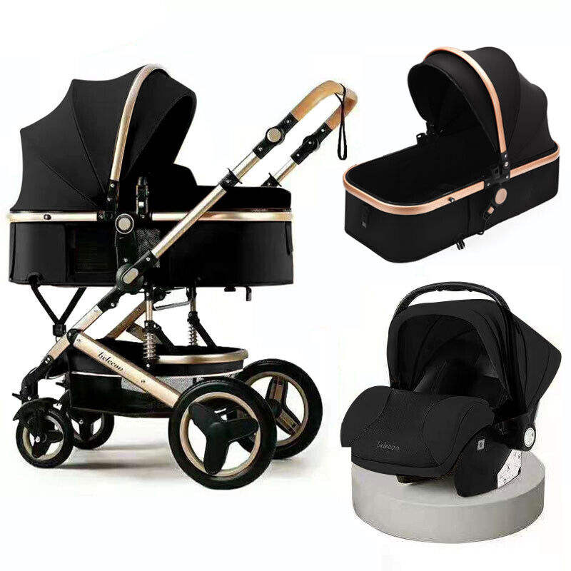 Buy baby products Luxury 3 In 1 Baby foldable carriage travel Stroller High Landscape Folding BABI STROLLER NEWBORN