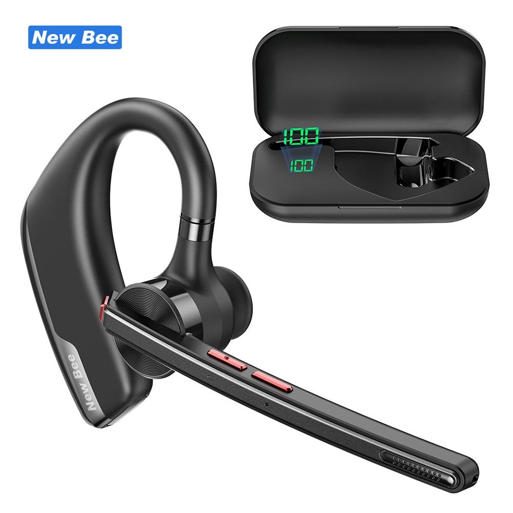 New Bee M51 Bluetooth Earpiece Handsfree Wireless Earphones Ear-Hook Headset Business Bluetooth Headset with Charging Case
