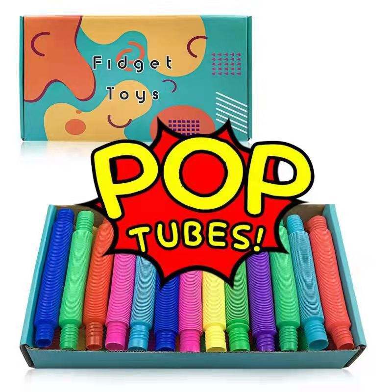 Pop Tubes Sensory Toys 24pk, Christmas Stocking Stuffers Kids Fine Motor Skills Toddler Toys, Fidget Toys for Kids Sensory