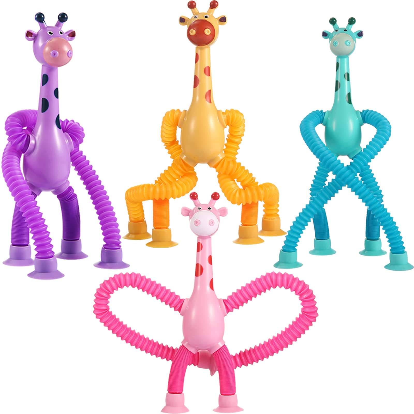 Educational Creative Stretching Tube Small Elastic Giraffe Luminous Burst Children's Sensory Suction Cup Toys For Kids