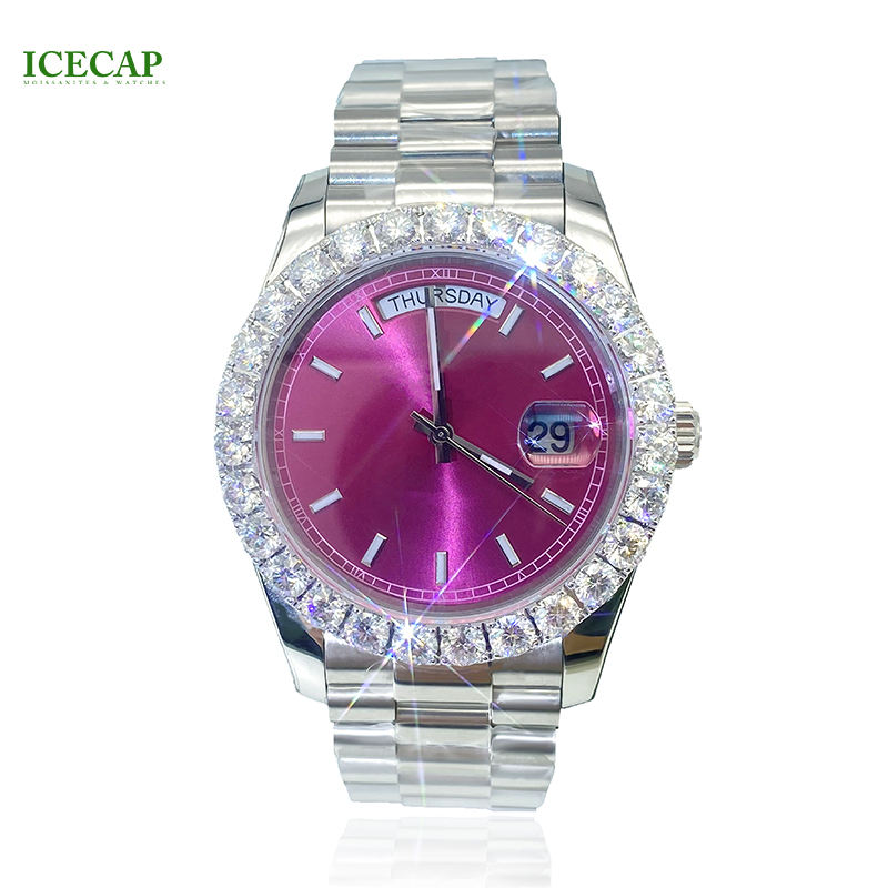 Icecap Jewelry Hot Sale Moissanite Luxury Fashion Man Brand Bezel Mechanical Watch Factory Wholesale Bling Bling Diamond Watch