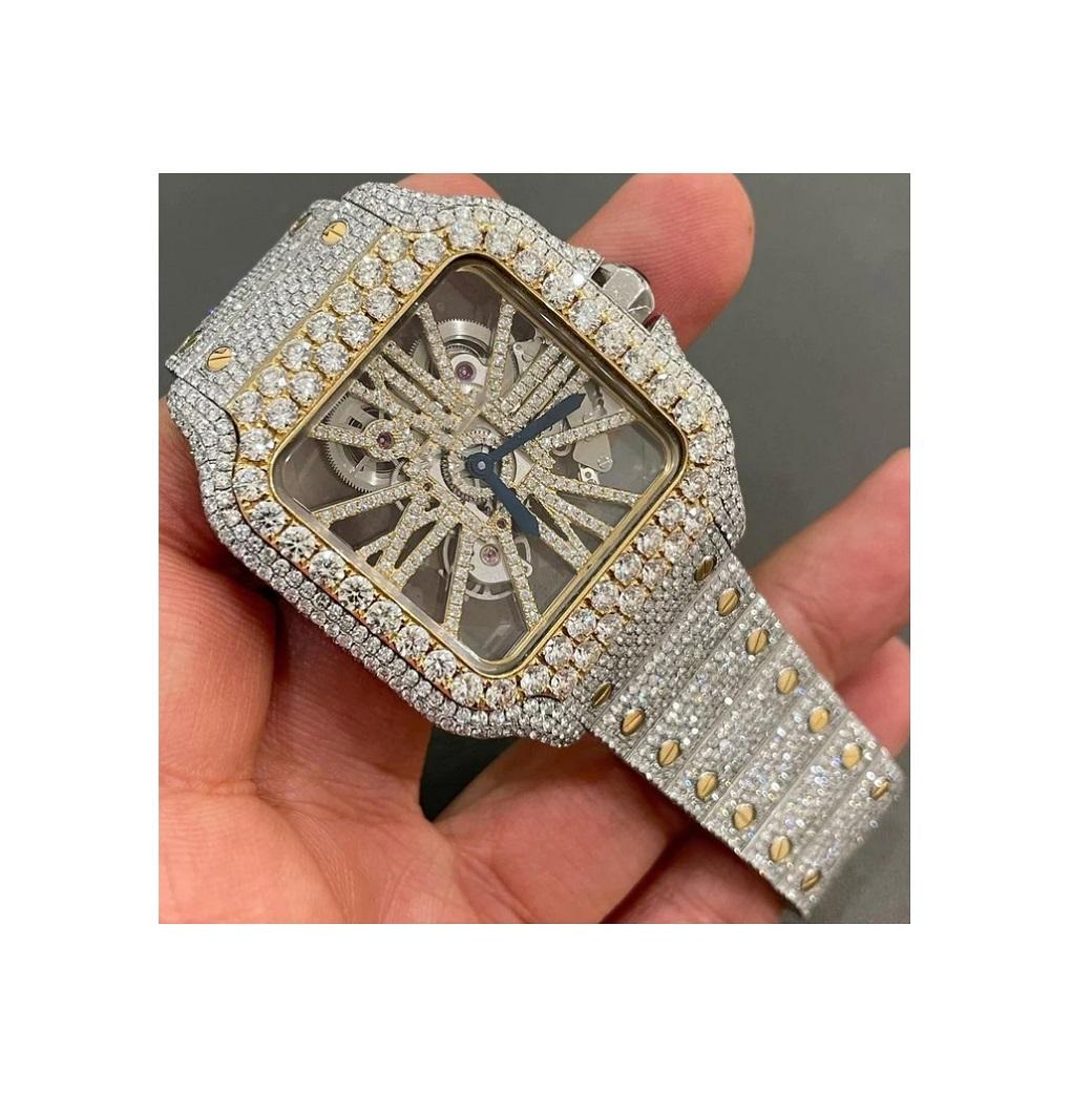 Hip Hop Diamond Watch Fashion Luxury Quartz Watches Stainless Steel Diamond Dial Iced Out Quartz Watch