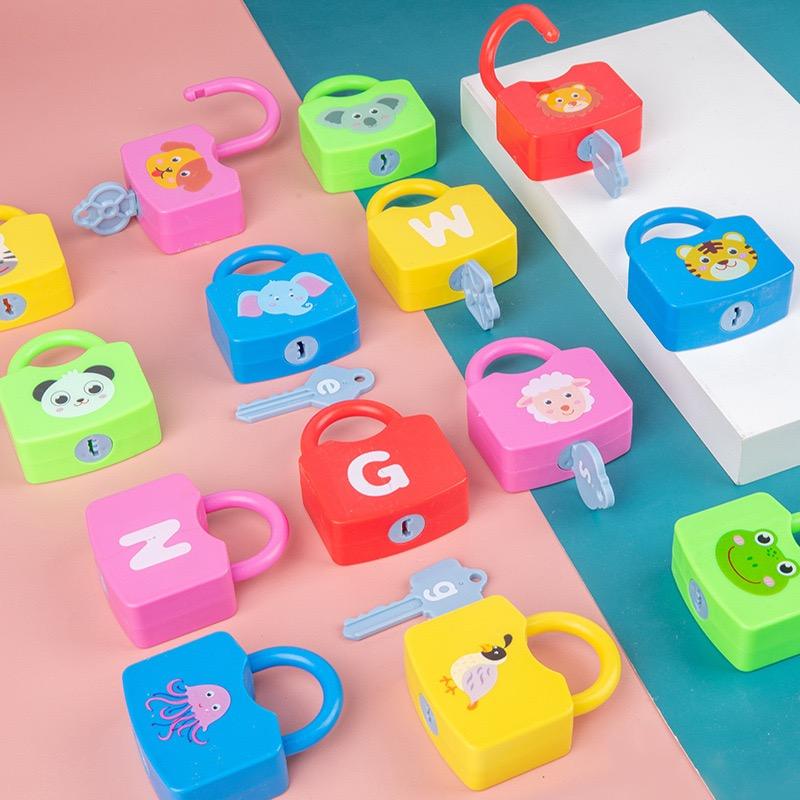 Children's Early Education Puzzle Montessori Digital Mother Paired Key Unlocking Baby Building Blocks Toys 3-6 Years Oldational