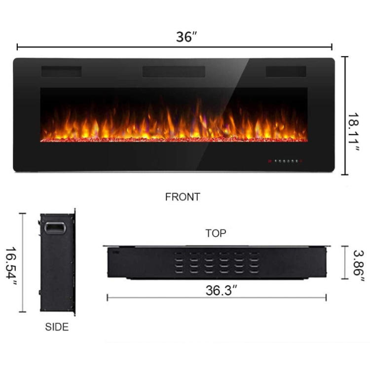 36 Inch Freestanding Kamin Touch Screen Overheating Protection Electric Fireplace Heater For Home Decor