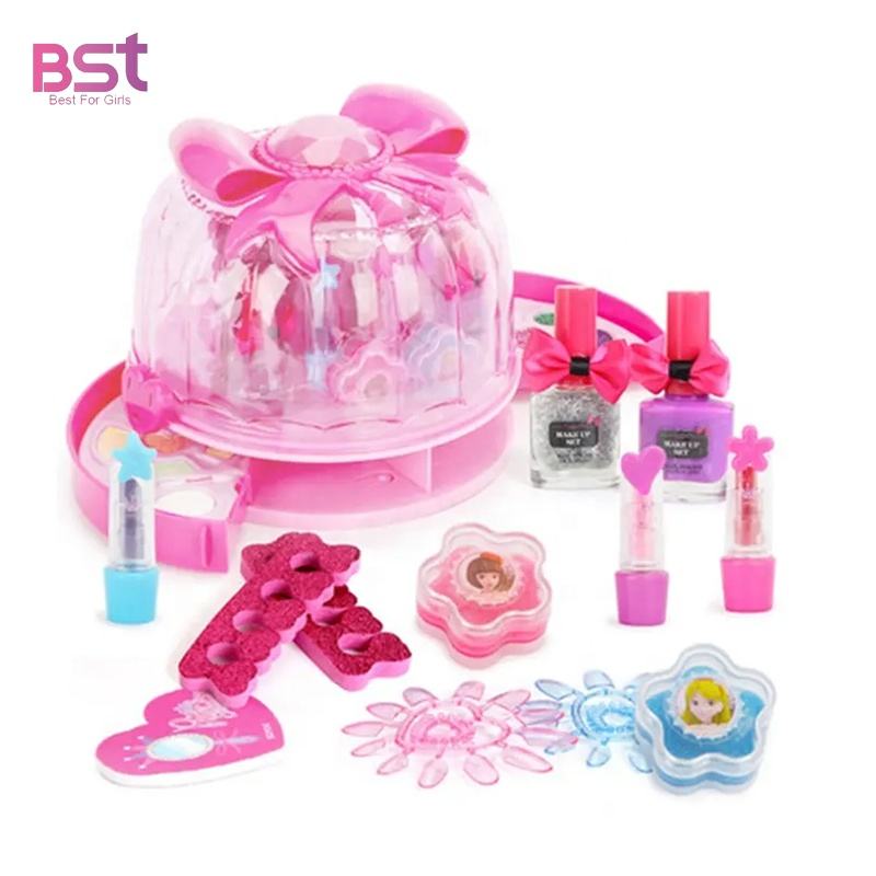 High End Children's Makeup Toys Gift For Girls Preschool Play DIY Safe & Washable Cosmetics Set Make Up Case With Light