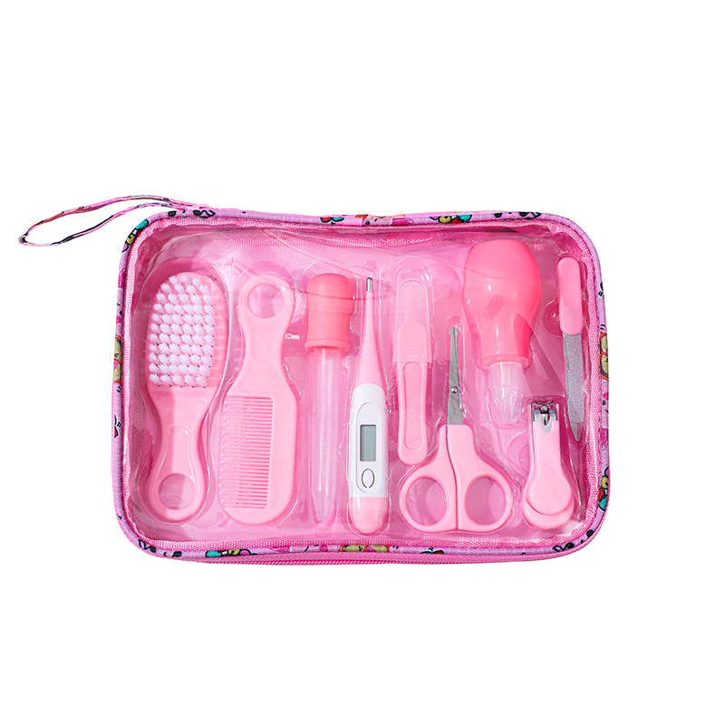 Baby Accessories Products Baby Care Packaging Bag with Bath Thermometer Nail Trimmer Baby Brush Set