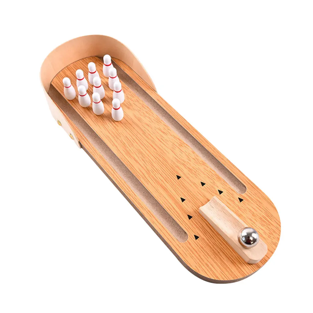 High-end small safe wooden children's educational innovation toys mini bowling set tabletop game wooden parent-child fun toys
