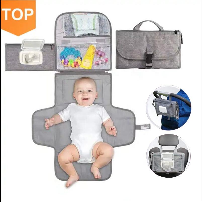 Waterproof Travel Baby Diaper Changing Mat Station with Head Cushion Portable Diaper Changing Pad