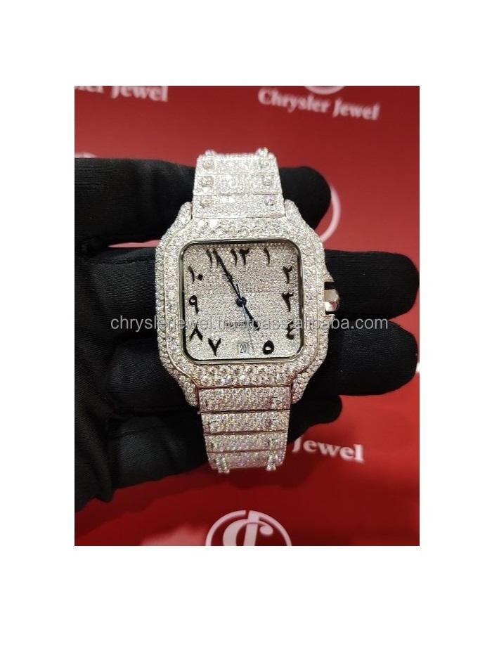 Custom Top Brand Fully Baguette Diamond Watches Luxury Hip Hop Men Male Wrist VVS Moissanite Watches Women Hot Jewelry