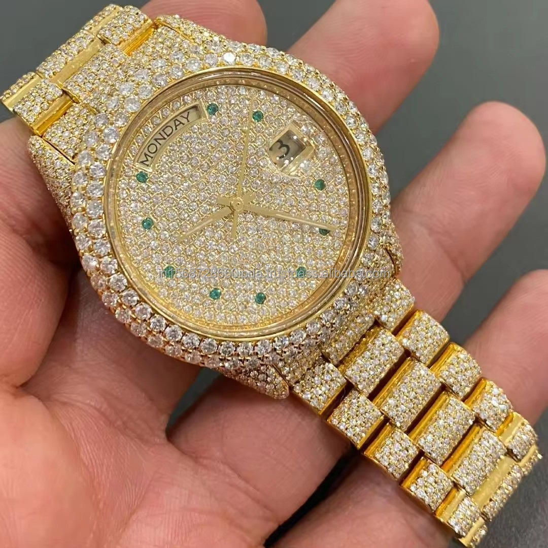 Luxury Jewelry For Men's Hip Hop 18k Gold Diamond Watches Bling Iced Out Men's Women's Automatic Watches Role