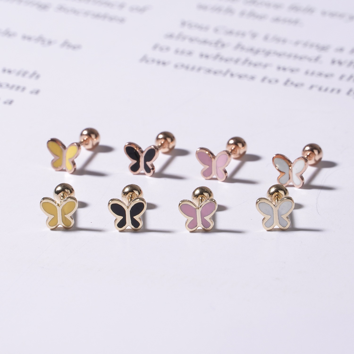 [artpierce] 14k Gold Flat Color Butterfly Basic Piercing(white,Pink,Yellow,Black) Establishing Itself As A Top Brand Jewelry 