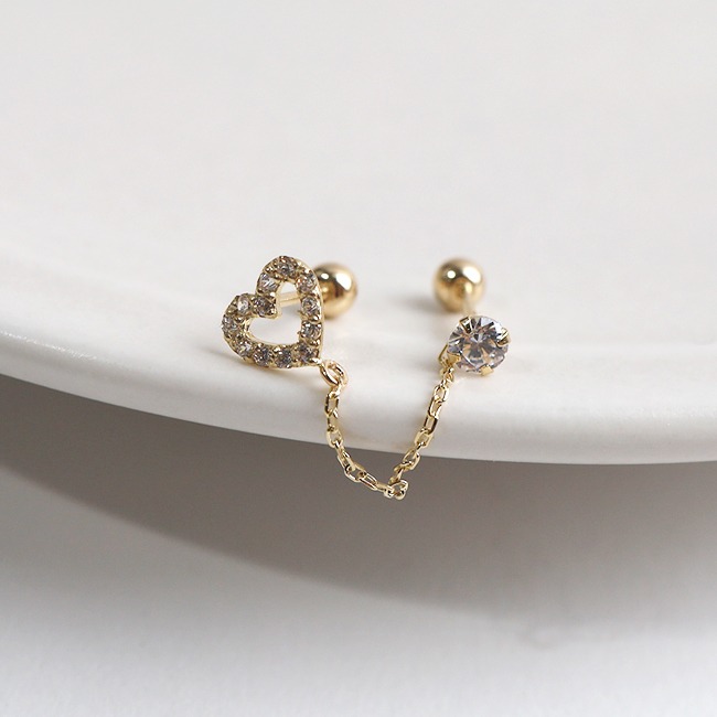 [artpierce] 14k Gold Heart Line One Cubic Chain Piercing Establishing Itself As A Top Brand In The Jewelry Industry In Korea 