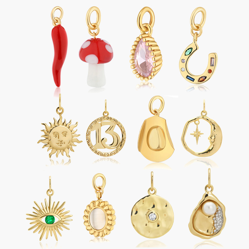 Custom Personalised 18k Gold Plated Diy Accessory Mushroom Shell Initial Evil's Eye Designer Charms Pendant Necklace For Women 