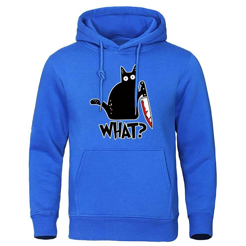 Men's Hoodie Autumn Warm Clothing Knife Cat Print Oversized Hooded Casual Loose Harajuku Hoody O-neck Sweatshirt Menswear 