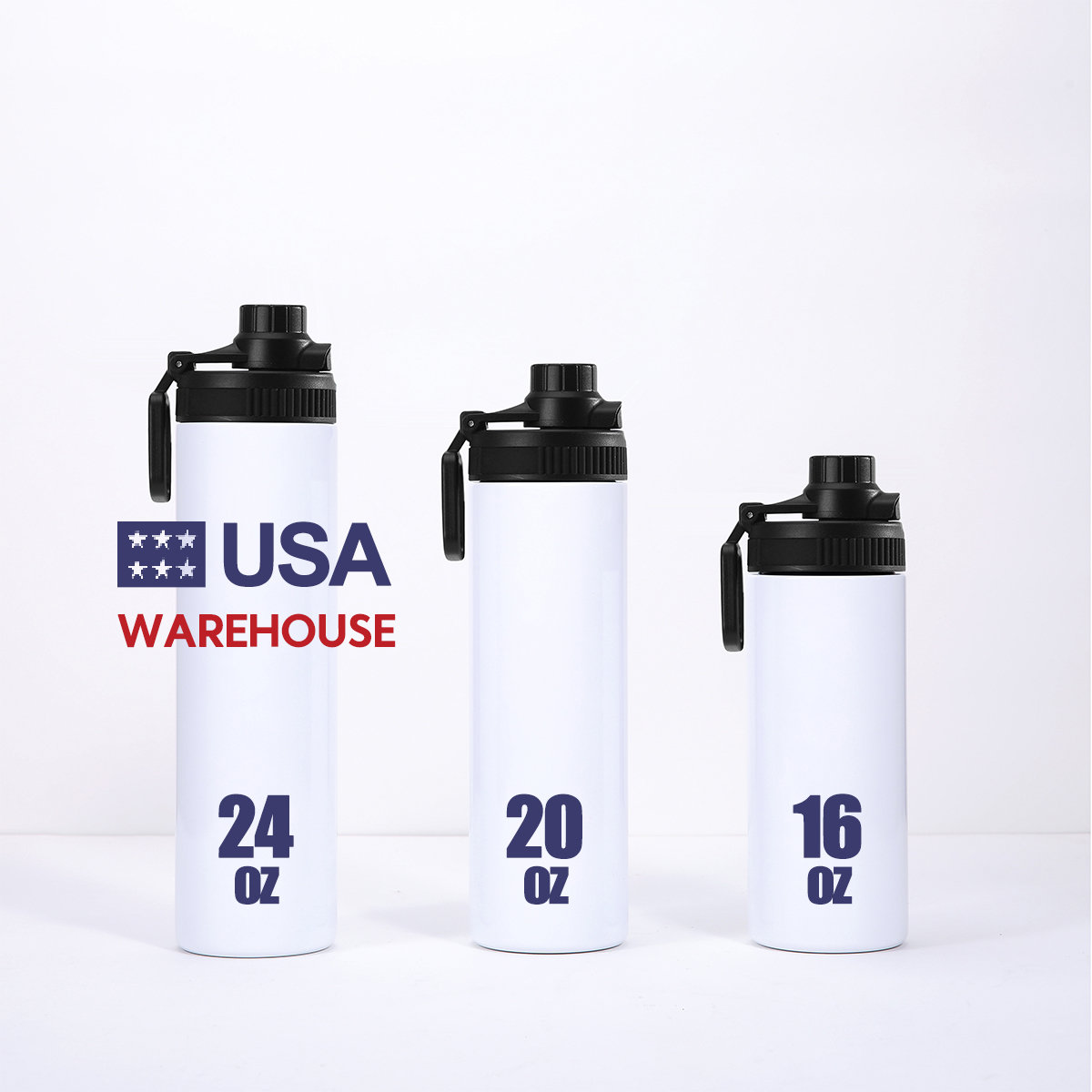 Usa Warehouse Hot Selling White Sublimation Stainless Steel Straight Wide Mouth Sport Water Bottle Vacuum Insulated Water Bottle 