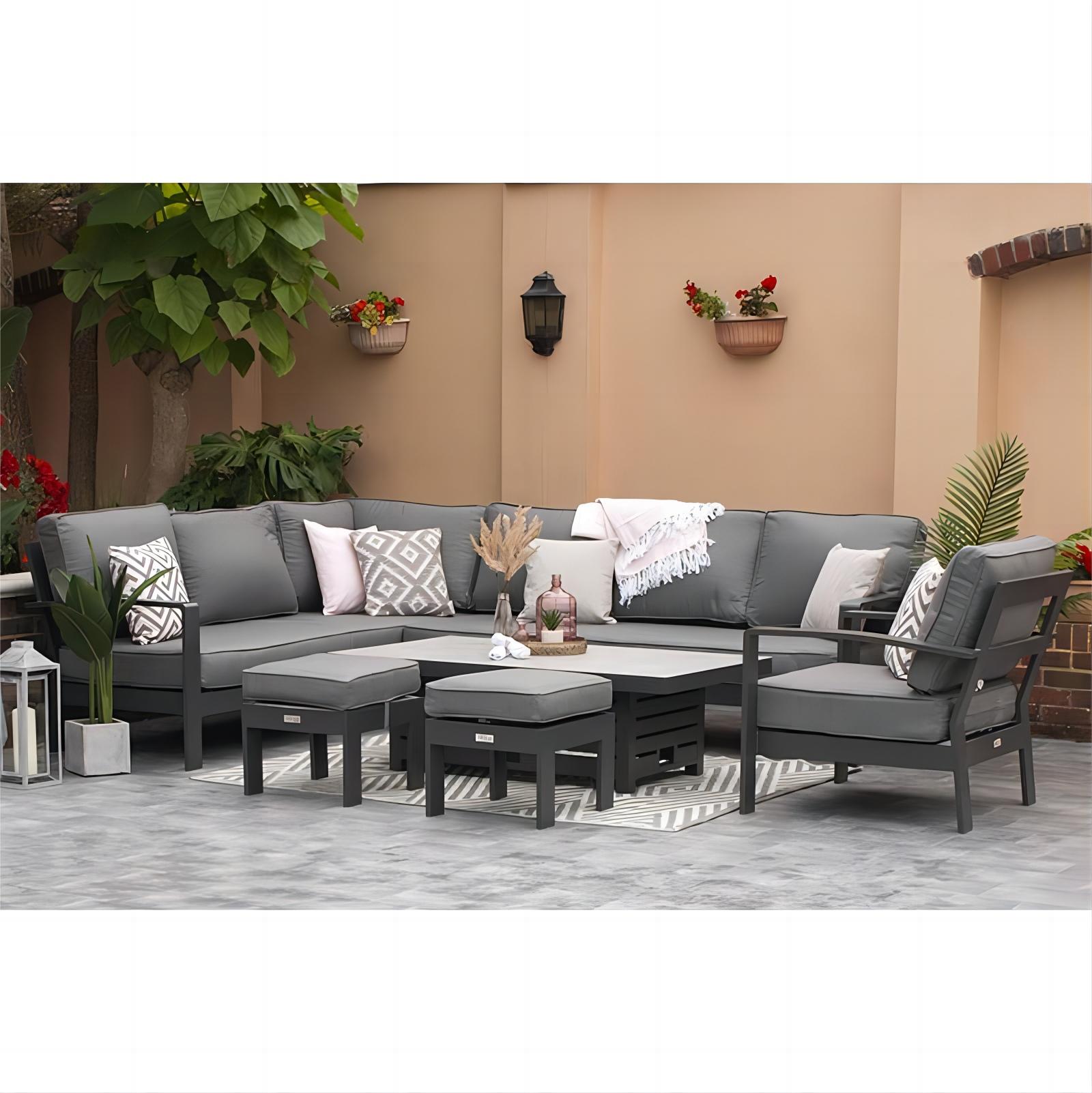 New Arrival Luxury Modern Aluminum Garden Sofa Outdoor Garden Furniture Set Aluminum Lift Table 