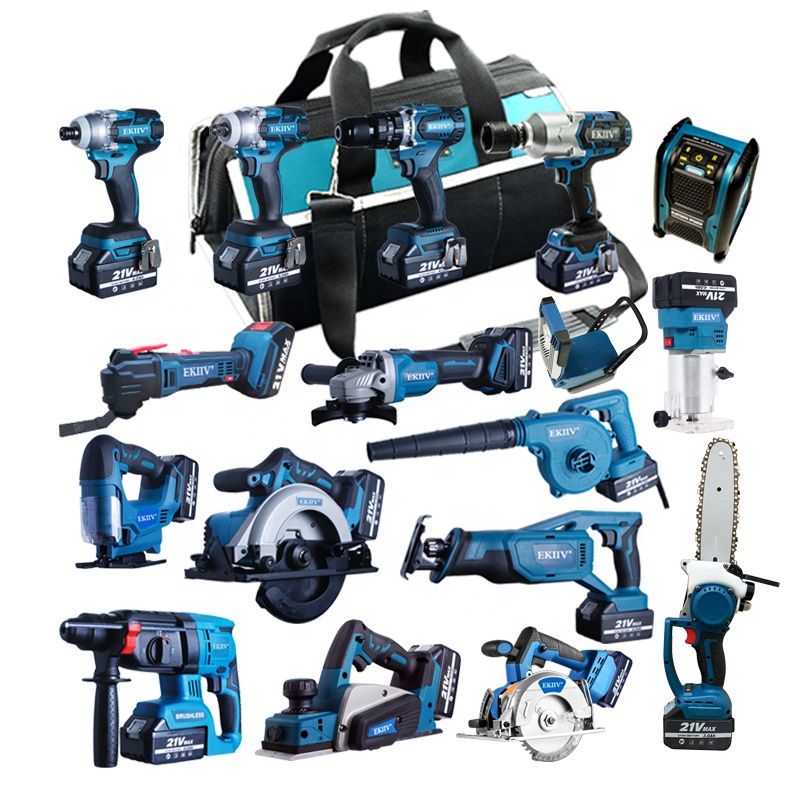 Electric Tools Set 15 In One Brushless Combo Kits 15-piece 20v Lithium Ion Cordless Tools 