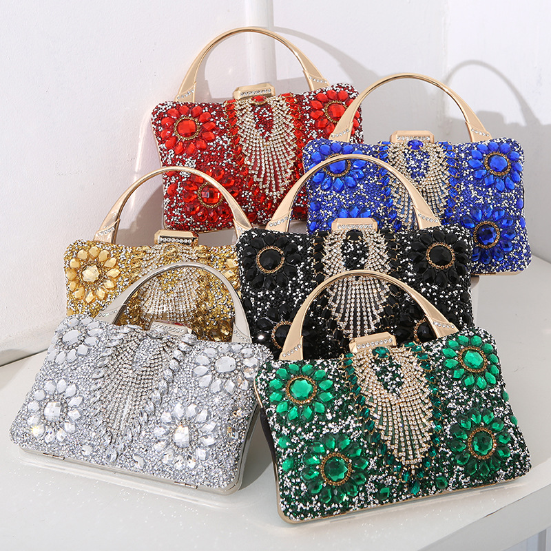 Luxury New Trendy Fashion Indian Rhinestone Evening Clutch Bag Wedding Bride Sling Bag Banquet Party Handbag For Ladies 