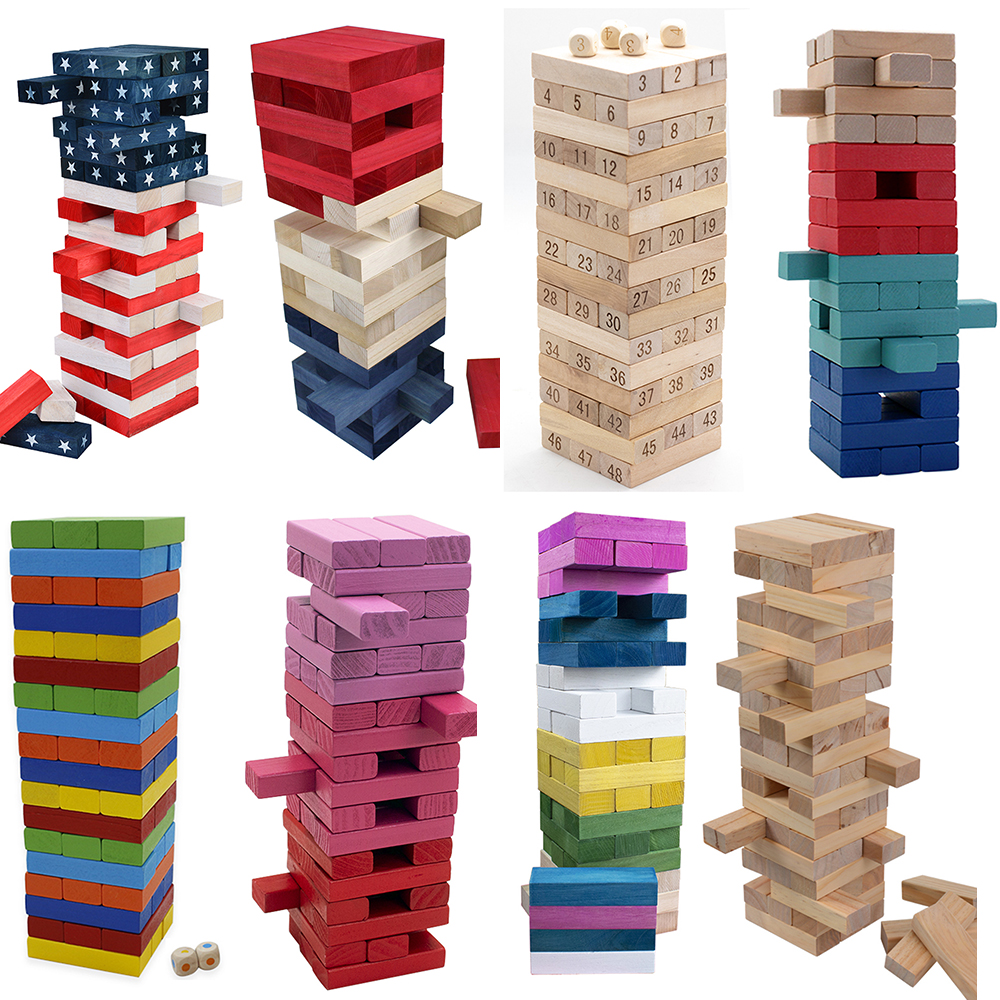 Any Size Any Color Can Be Customized Wooden Block Tumble Tumbling Tower Stacking Toys Colorful Design Outdoor Game Kids Adults 