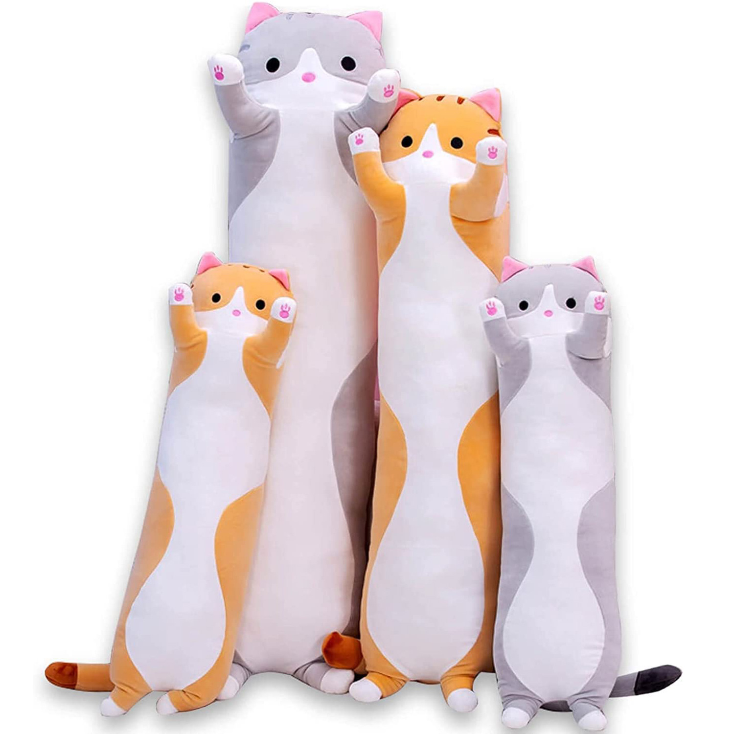 Plush Toy Factory Custom Made Elastic Soft Stuffed Animal Cat Toys Long Plushie Pillow For Kids Hugging Cuddle Cartoon Dolls 