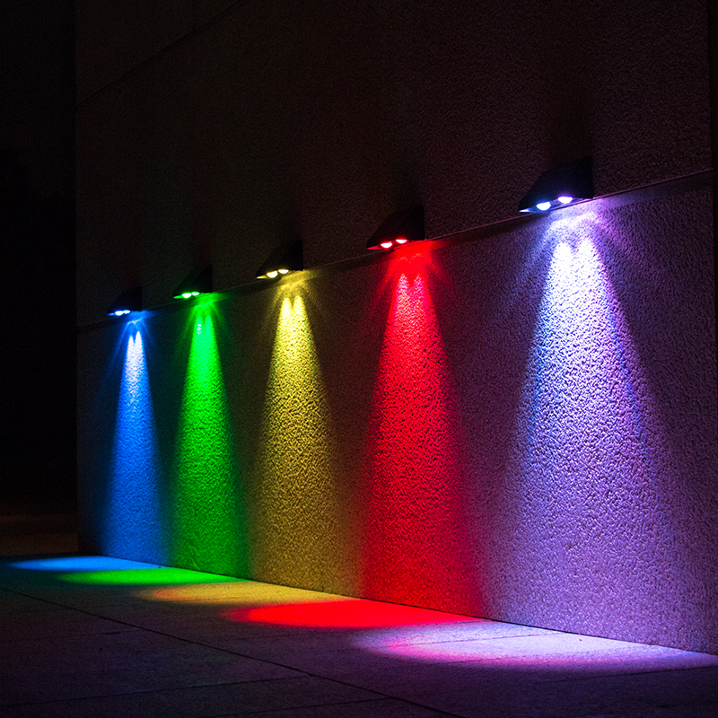 2024 Ip65 Waterproof Interaction Rgb Warm Wall Mounted Fence Indoor Decor Powered Exterior Led Garden Solar Wall Lights Outdoor 