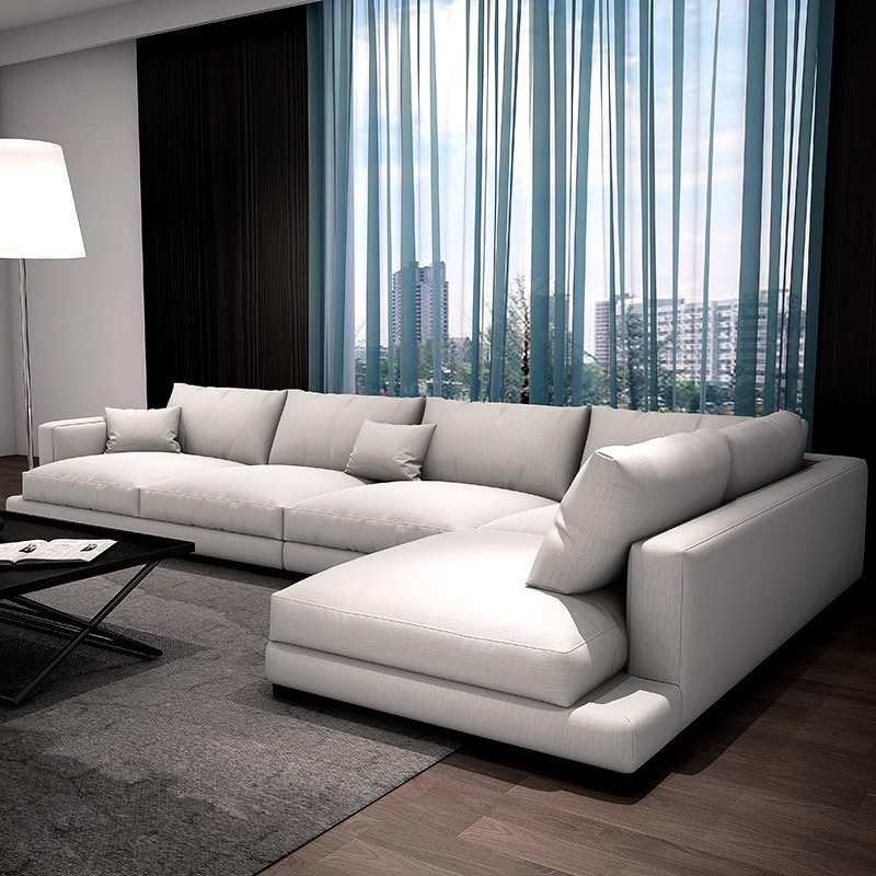 Modern Living Room Furniture Sofa Set Nordic Tech Fabric L Shape Sectional Sofas 
