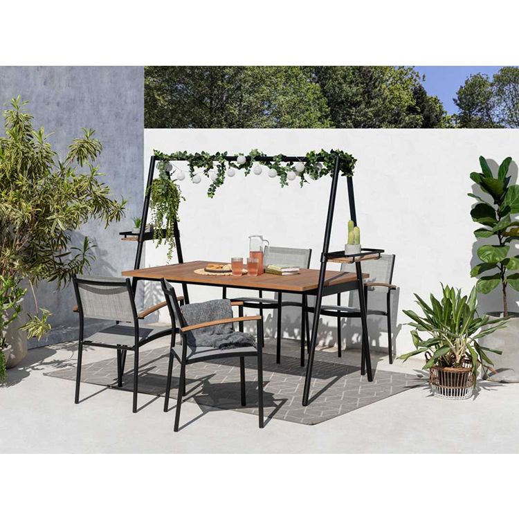 Ajunion Modern Design 4 Seat Garden Outdoor Dining Set Metal Aluminum Garden Set Patio Furniture Set 