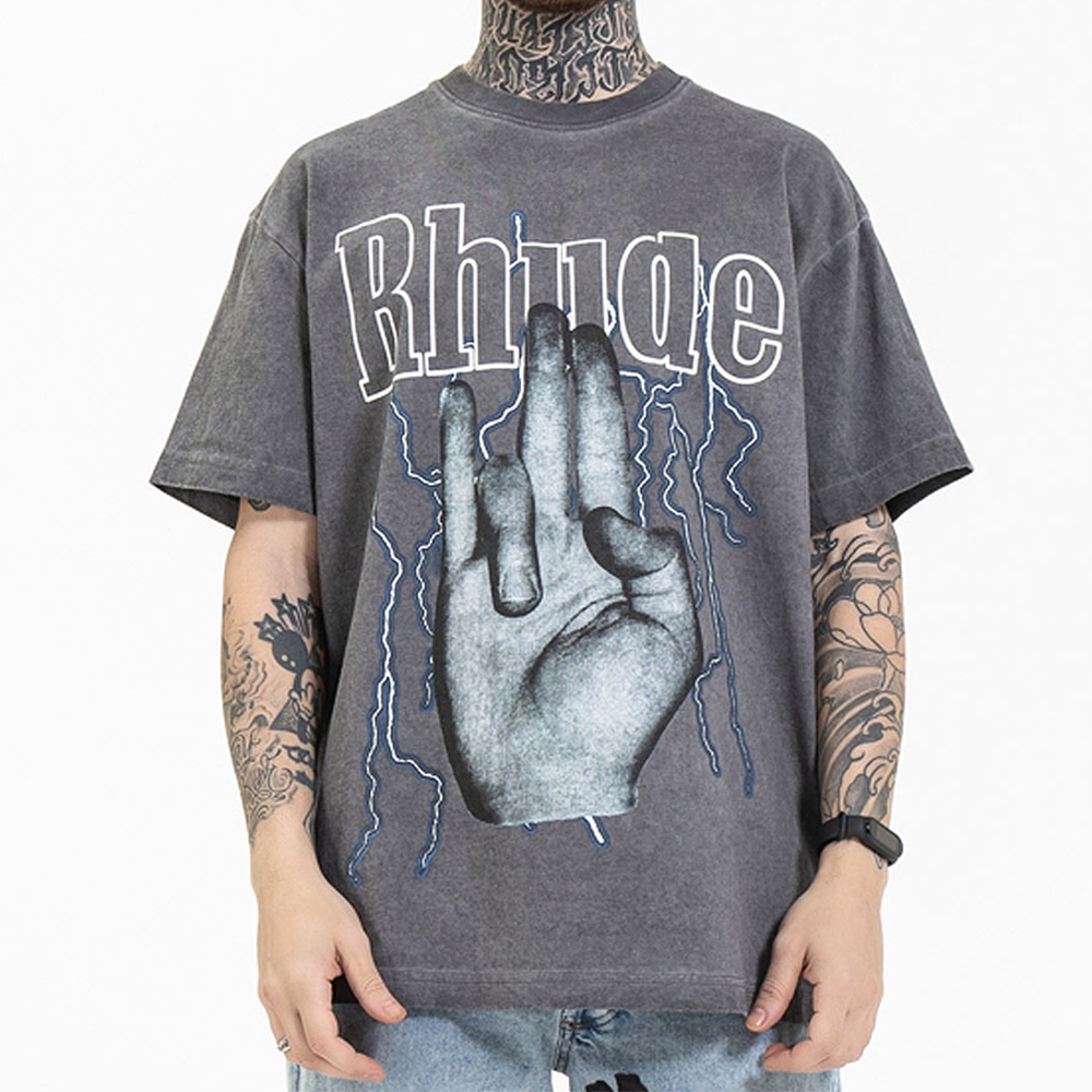 2023 Custom High Quality Tshirts Men's Clothing 300 Gsm Oversized Crew Neck Washed Tshirt Premium Short-sleeved Vintage T Shirt 