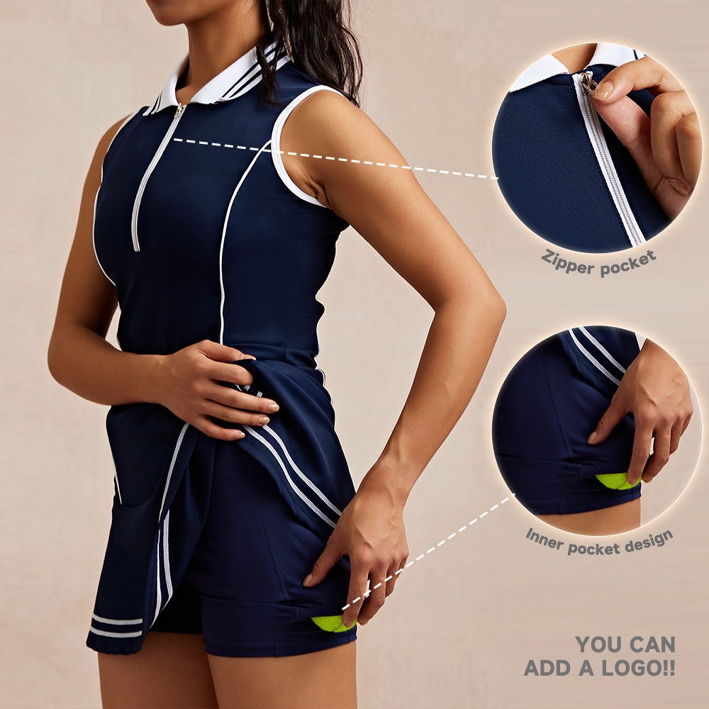 Women Tennis Dress Pleated Tennis Skirt Sleeveless Adjustable Strap Padded Bra Crop Top Golf Workout Outfits Tennis Skorts 