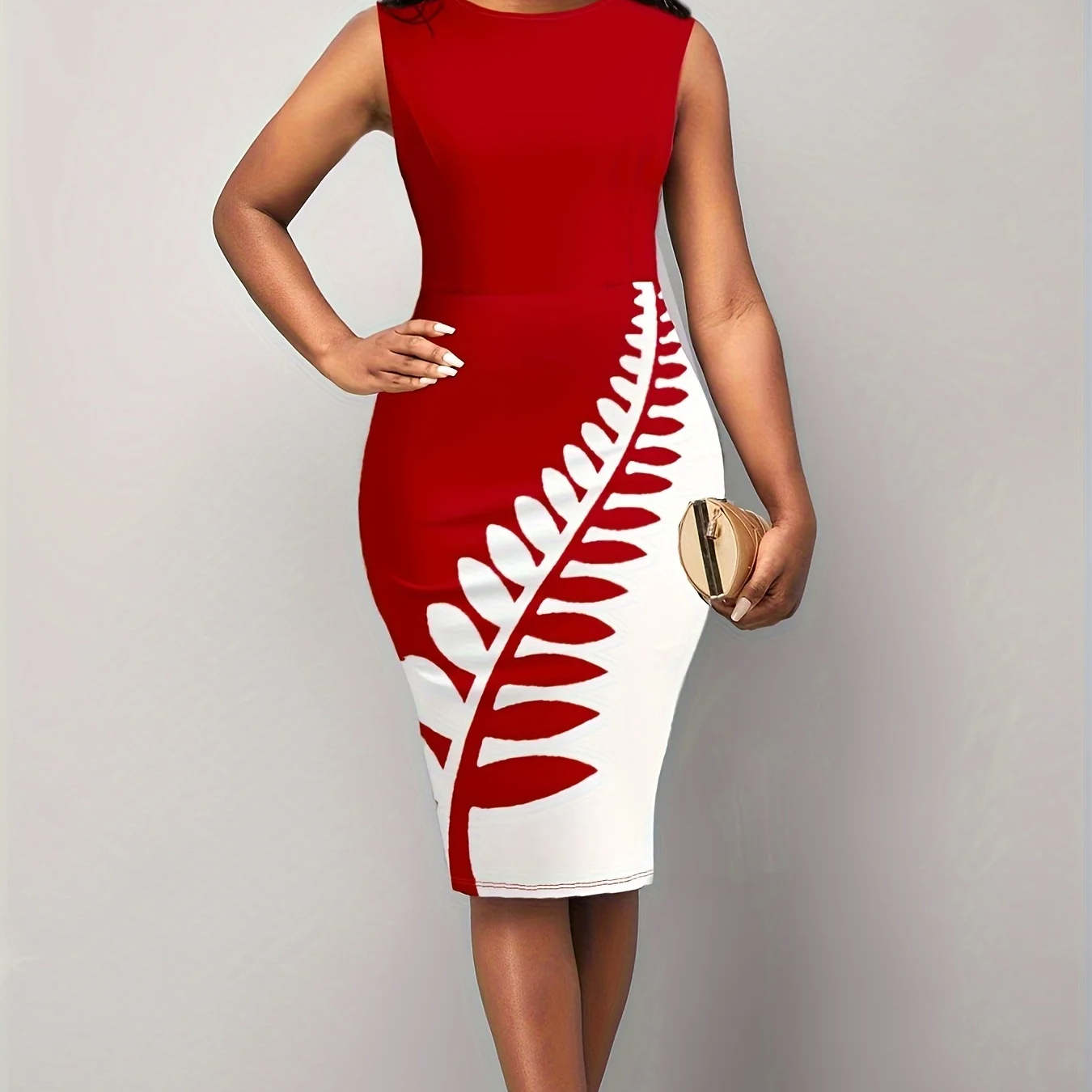 2024 Cross-border Contrast Color Dress Print Dress For Women With Hip-covering 