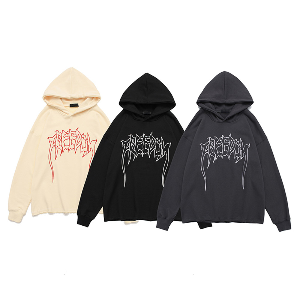 New Style Streetwear Fashion 100% Cotton Thick Custom Embroidery Logo Oversized Drop Shoulder Hoodies Men 