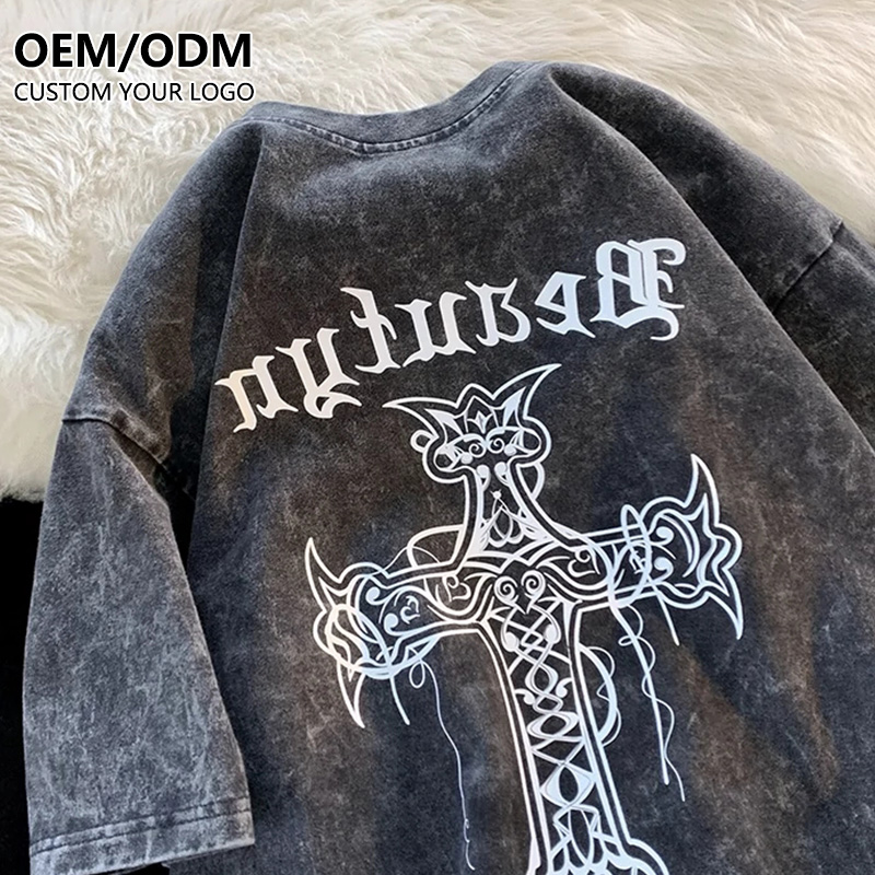 Plain Blank Vintage Drop Shoulder T-shirts 100% Cotton Heavyweight Tshirts Custom Logo Mens Oversized Plus Size T Shirts Printed 