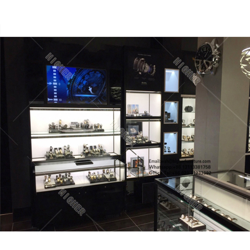 Luxury Watch Counter Display Jewelry Watch Shop Display Furniture Glass Watch Showcase 