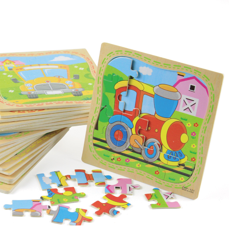 Children Toys 16pcs Animal Cartoon Puzzles Wooden Puzzle 