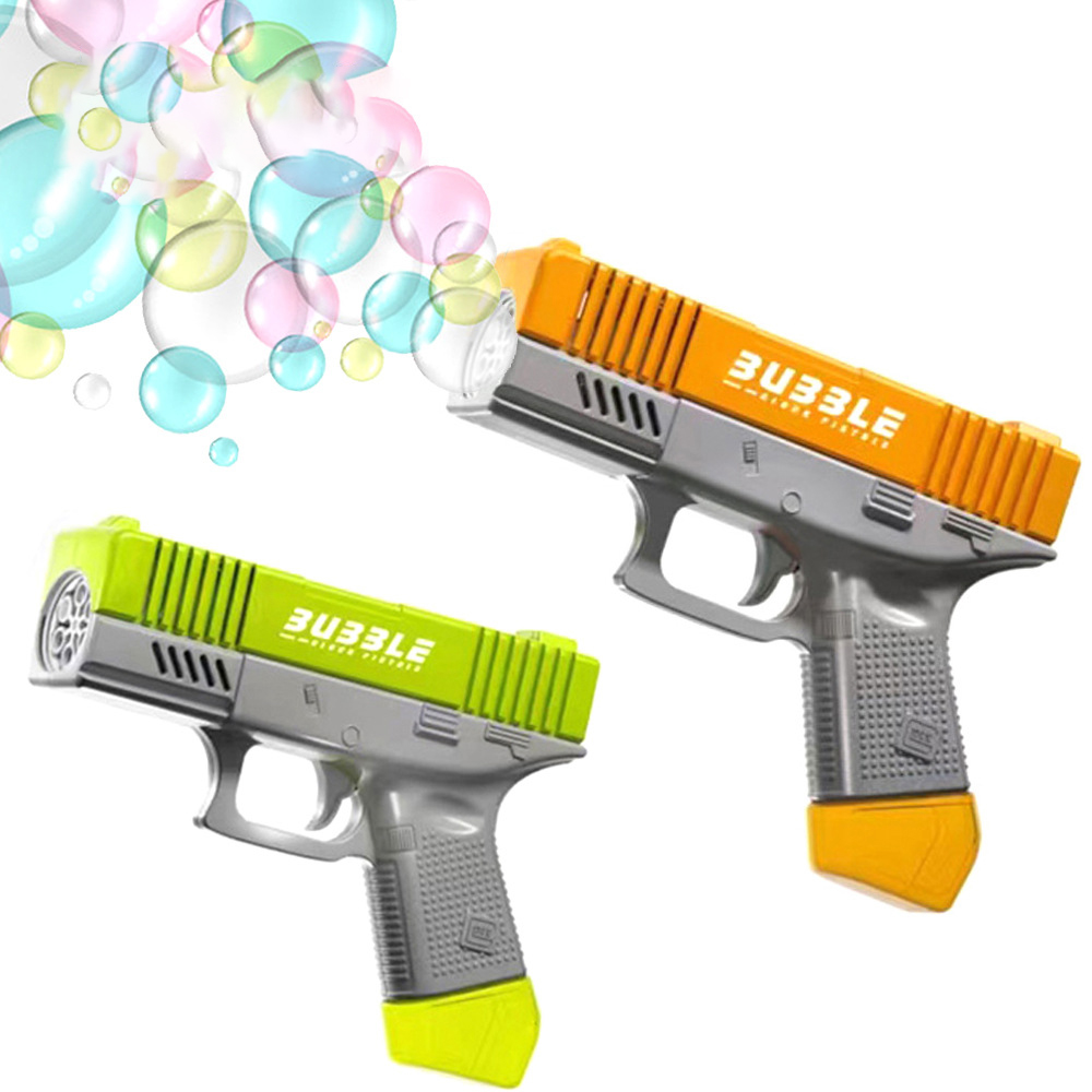 Handheld Electric Bubble Machine Toys Automatic 6 Holes Glock Pistol Bubble Gun Toys For Kids Outdoor Soap Water Toy 