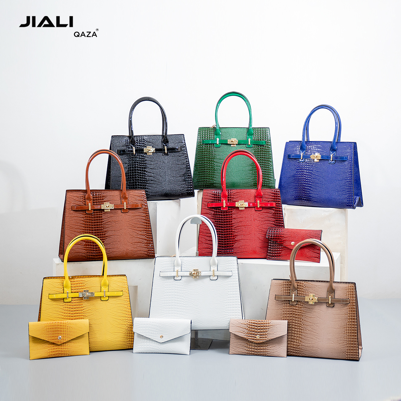 Qaza Wholesale Luxury Crocodile Women Tote Bag 2024 New Designer Fashion Pu Leather Top Quality 2 In 1 Ladies Shoulder Hand Bags 