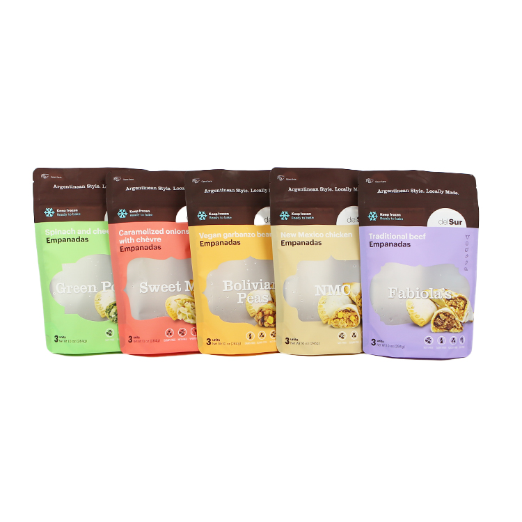 Custom Stand Up Frozen Dumplings Packaging Pouch Frozen Pastry Spring Roll Food Packaging Mylar Bag 