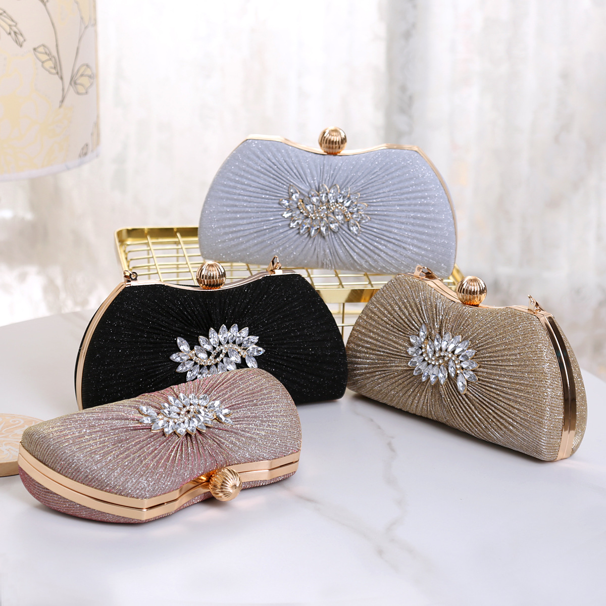 Hot Sale Wedding Shiny Evening Bags Luxury Glitter Clutch Bride Bag Party Bags For Ladies 