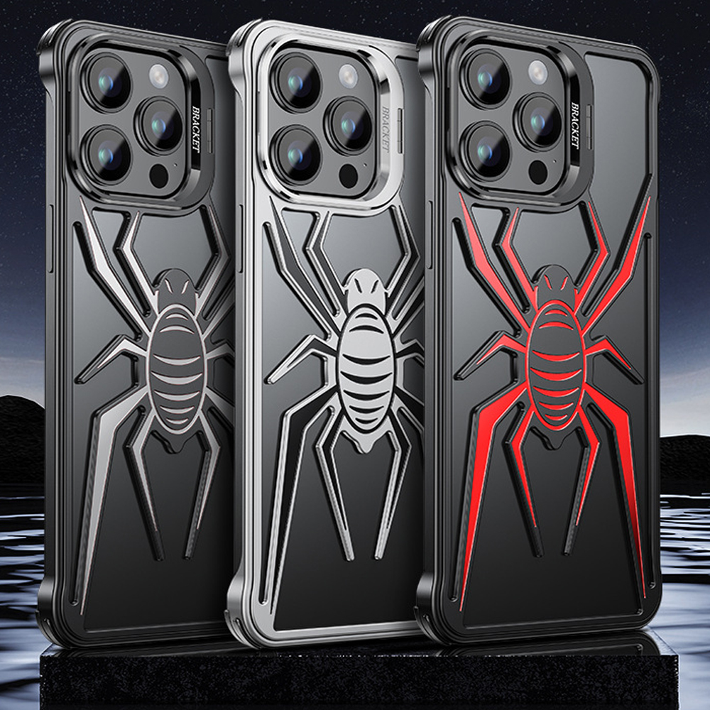 Custom Cooling Bare Fashion Designer Metal Spider Mobile Cell I Phone Accessories Cases Fundas Cover For Apple Iphone 16 Pro Max 